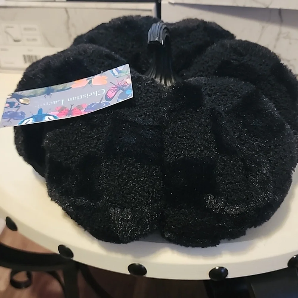 Christian Lacroix Faux Fur Black Plush Pumpkin New! Super Soft✨️